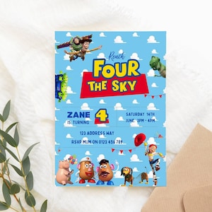 Invitación de Toy Story, invitación de cumpleaños digital, invitaciones de cumpleaños para fiestas de Toy Story para niños, invitación electrónica, plantilla de tarjeta de invitación digital, cumpleaños de niño y niña