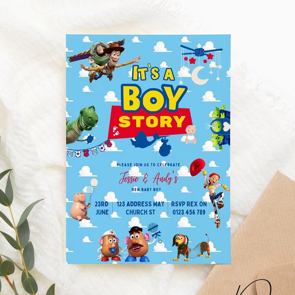 Toy Story baby shower Digital toy story invitation baby shower invites E-invite Digital invite Invite birth of boy its a boystory