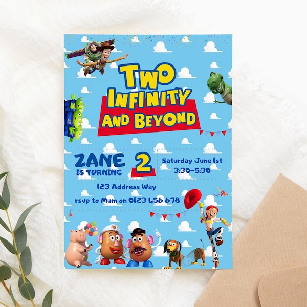 Toy Story Invite Two infinity and Beyond Digital Birthday invitation Kids Birthday invites E-invite Digital invite do it yourself invite