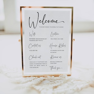 Welcome Air bnb editable sign guest arrival sign Instant digital download fully editable Airbnb poster