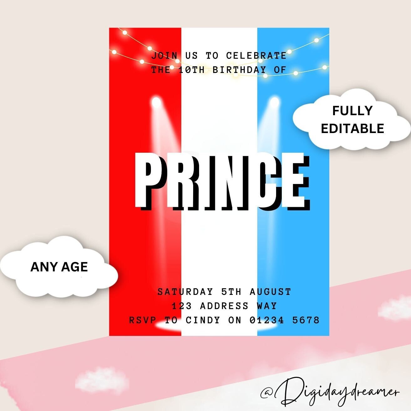 Prime Birthday Invitation Evite Template Instant Digital Download ...