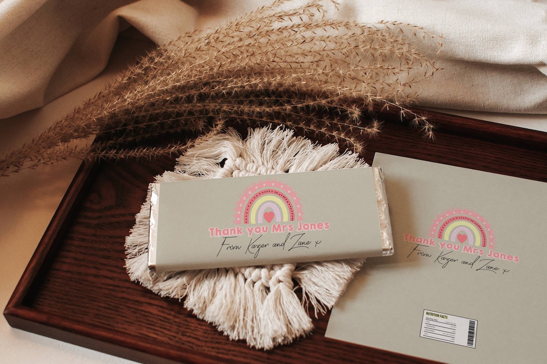 Chocolate Sleeve Editable Template Candy Bar Wrapper Teacher Printable Gifts Personalised School