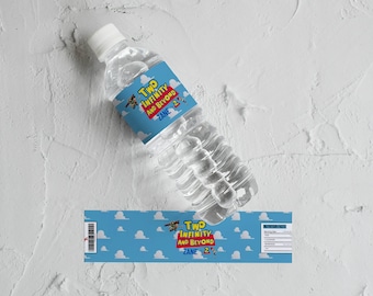 Two infinity and beyond water bottle wrap digital download party bottle template