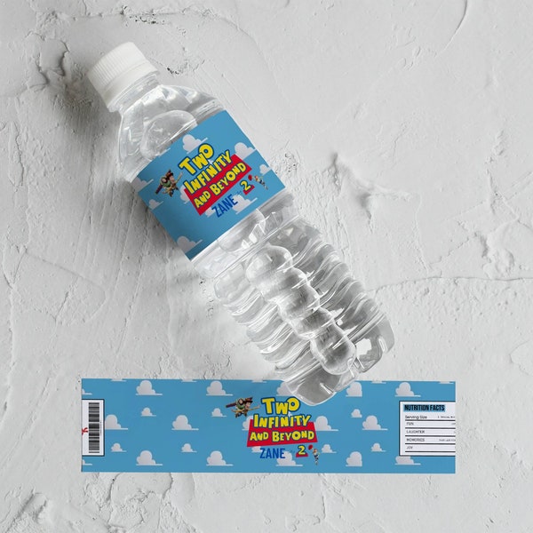 Two infinity and beyond water bottle wrap digital download party bottle template