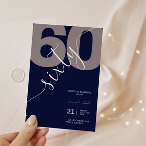 invitation template/ 60th birthday/ instant digital download /editable printable invitation/sixtieth birthday templett