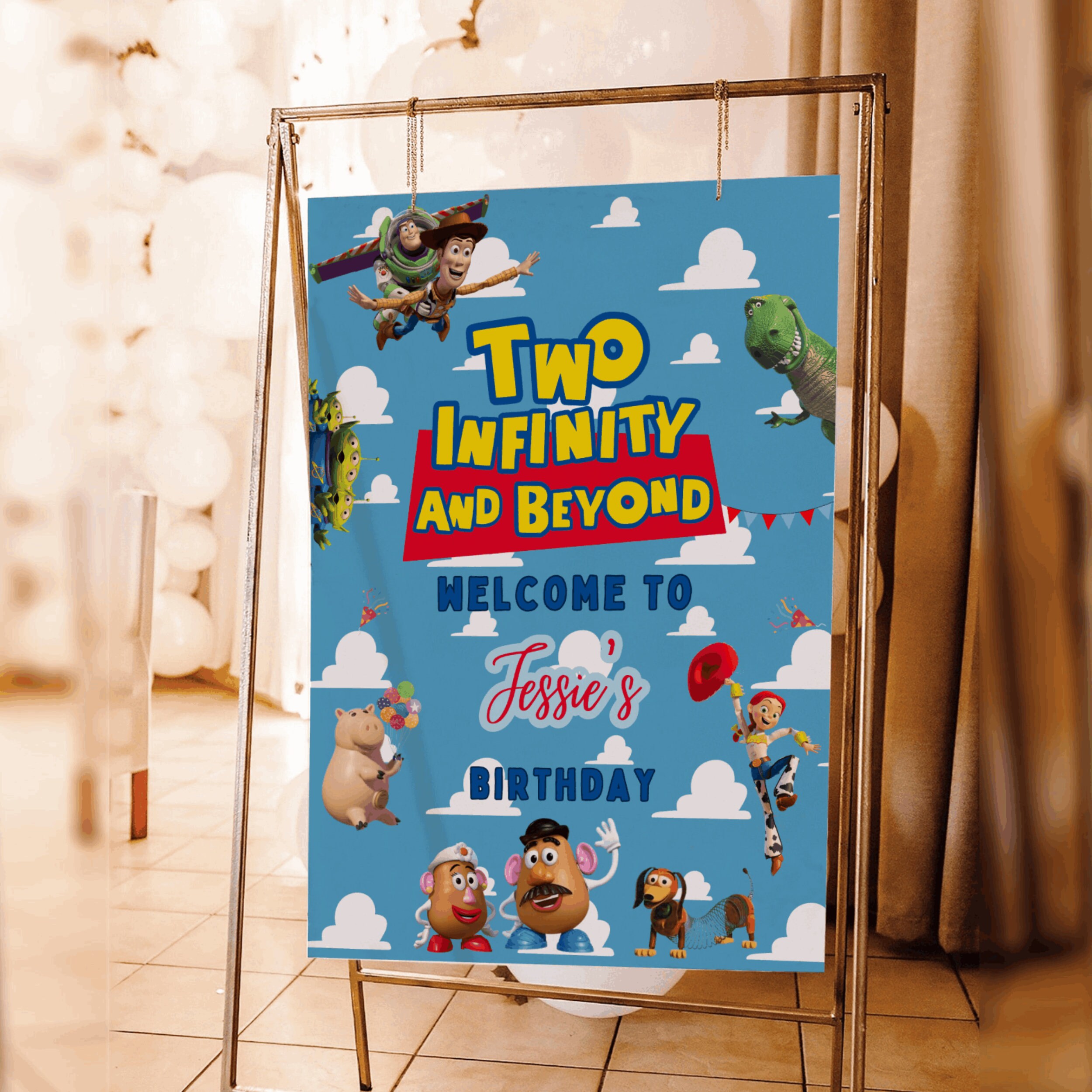 Two Infinity and Beyond Welcome Sign A1 Poster Board Editable Template ...