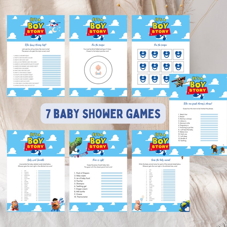 It's a Boy Story Baby Shower Games Etsy