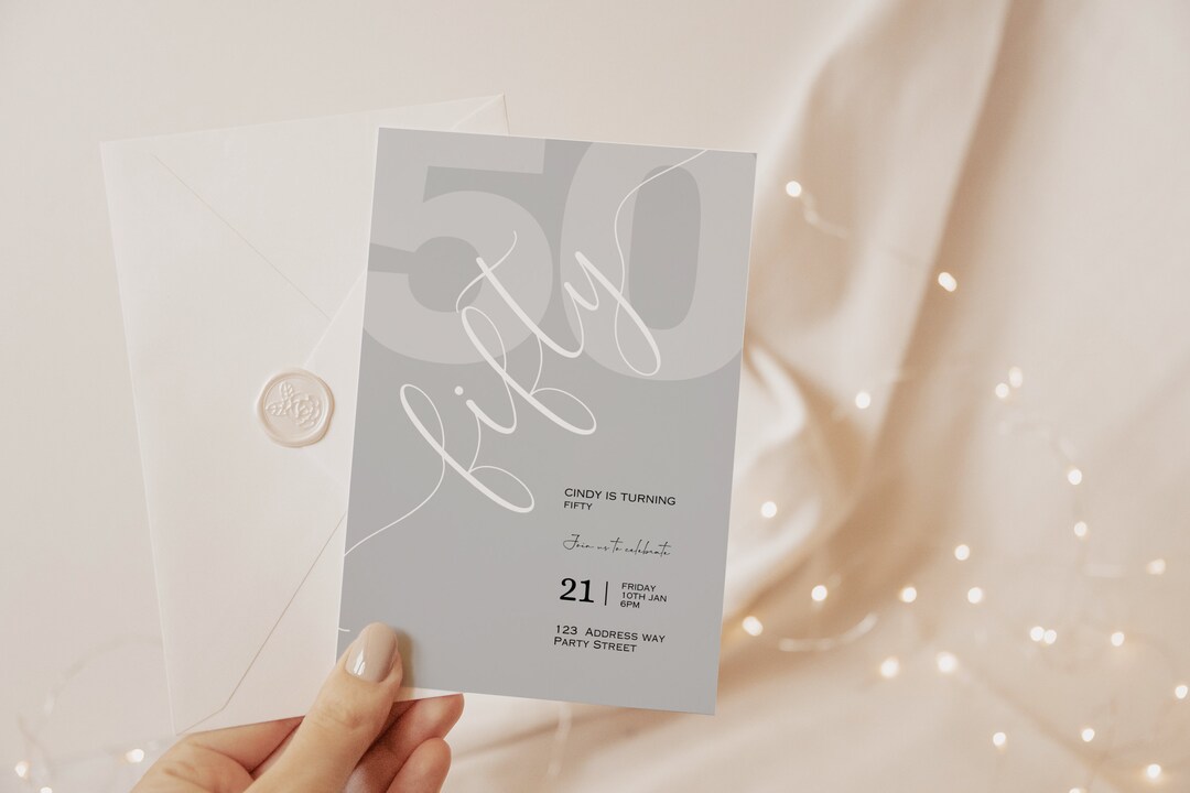 50th Birthday Invite Template Instant Digital Download Printable