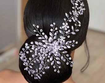 Best-selling Boho Wedding Hair Vine, Bridal Hair Accessory, Floral Leaves Hair jewellery, rhinestones hair vine.