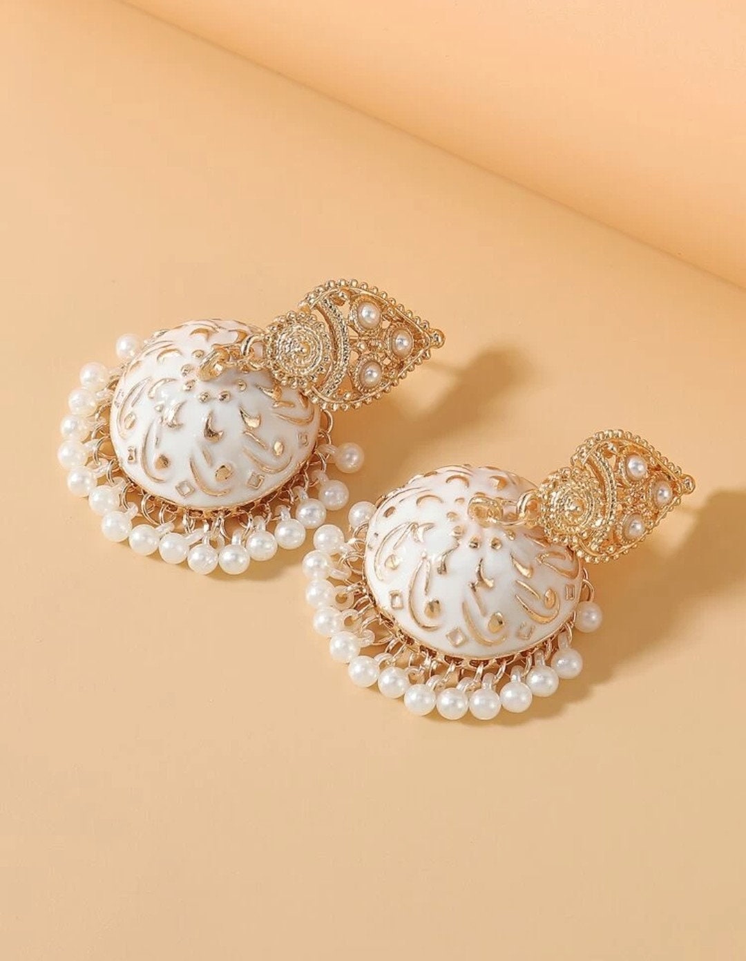 New Traditional Kundan White Earrings For Women