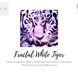 Fractal White Tiger Cross Stitch Pattern, Pattern Keeper Compatible