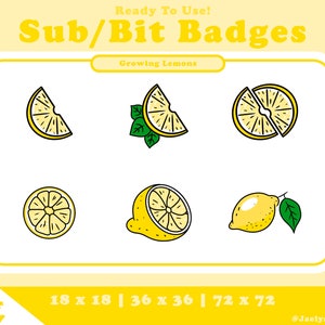 Growing Lemons Twitch Sub | Bit Badges | Badges for Streamers