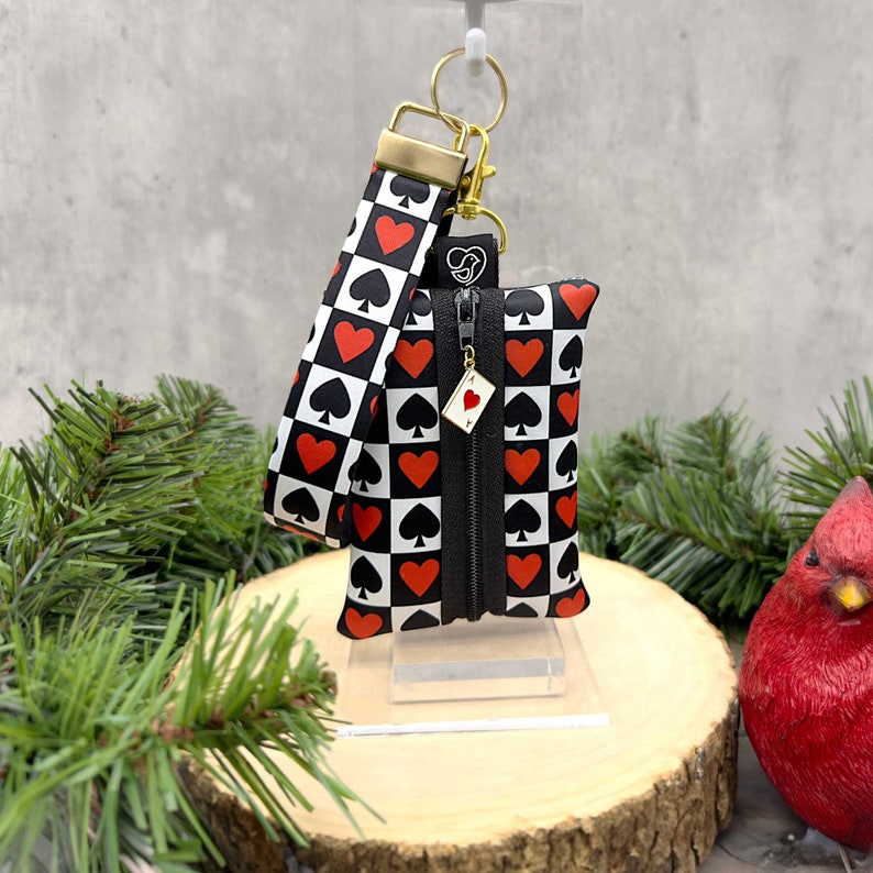 Playing Card Charm Pouch, Ace of Spades or Ace of Hearts Charm, Playing