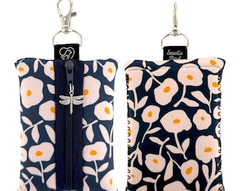 Floral Neoprene Zipper Pouch: Wristlet Mini Wallet Organizer
