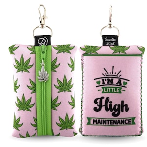 Llavero de neopreno con dije de marihuana de alto mantenimiento, billetera, porta pañuelos, accesorio de cannabis, regalo