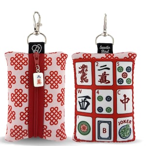 Mahjong Tile Zipper Pouch Keychain | Mini Coin Purse |  Gift for Mahjong Players | Cute Bag Charm
