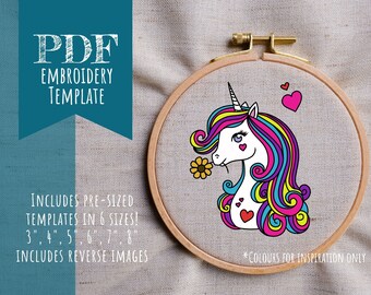 Unicorn Embroidery Pattern - Etsy