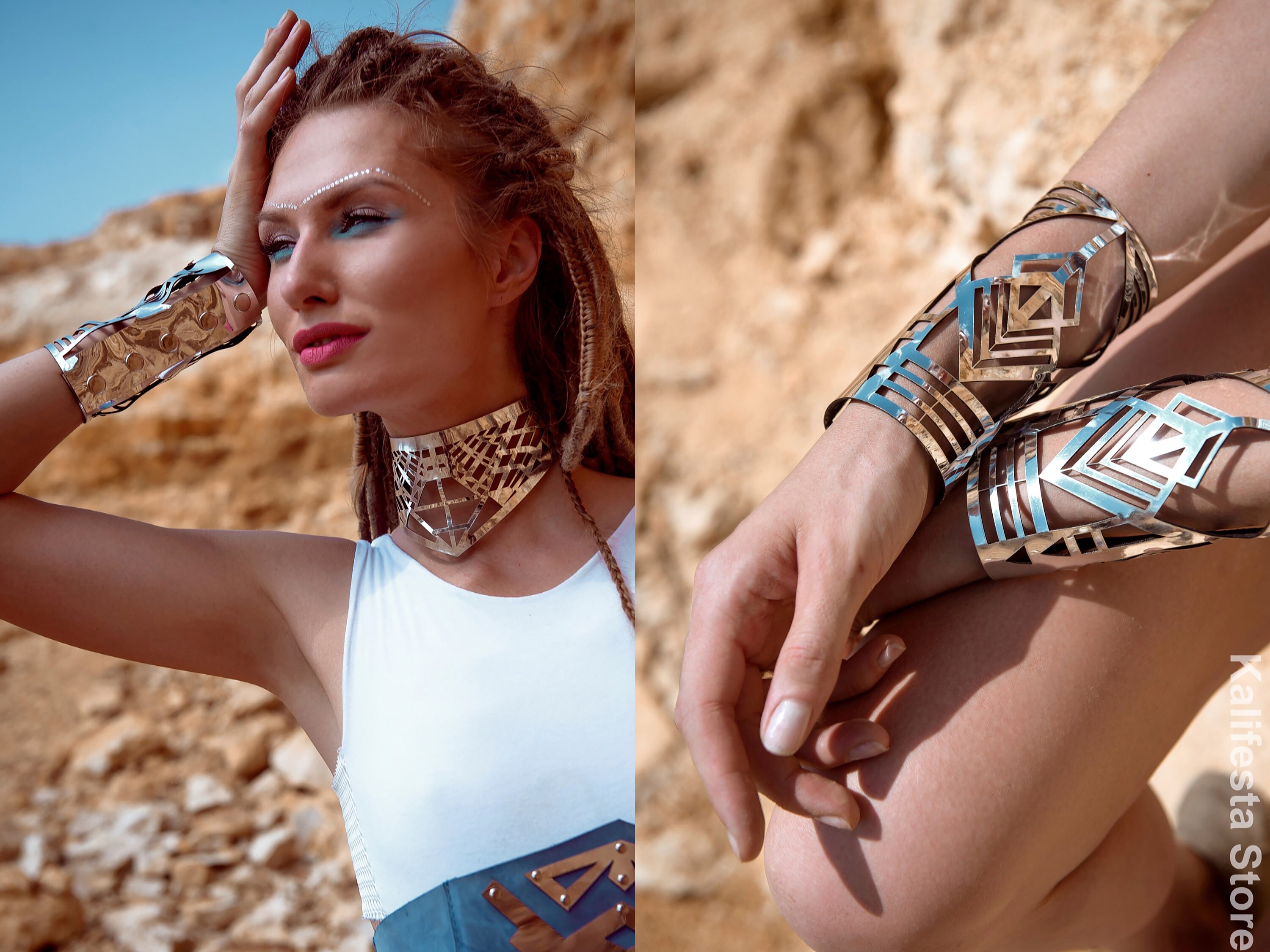 Gold Metallic Festival Jumpsuit – Futuristic Alien Rave Outfit for Burning Man & Disco Parties
