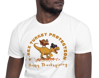 T-Rex Turkey Protection T-Shirt, Thanksgiving Turkey Riding T-Rex Tee, Pilgrim Dinosaur Happy Thanks giving shirt