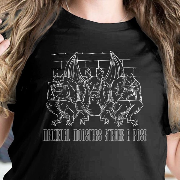 Gargoyles T-Shirt, Gargoyle Shirt, Gothic T Shirt, Demons T-Shirt, Night Terrors Tee, Horror Movie Tee, Gothic Clothing, See No Evil Tee