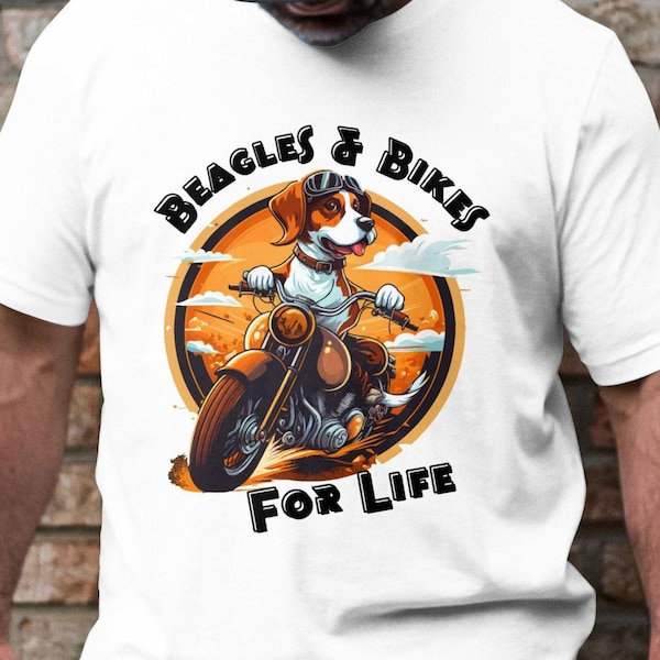 Beagles and Bikes Dog Riding Motorcycle T-Shirt, Dog Lover Gift, Beagle Lover Shirt, Funny Biker Shirt, Vintage Motorcycle Tee, Biker Top