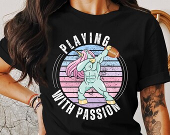 Fußball Einhorn T-Shirt, Fußball T-shirt, Football, Tailgating Shirt, Frauen-Fußball-Shirt, Fußballshirts, Einhorn Gridiron Spieler T-Shirt