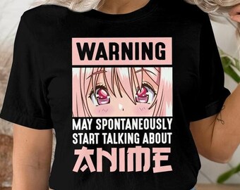 Warning May Talk About Anime T-Shirt, Anime Fan Shirt, Manga Lover Tee, Comic Book Fan Gift, Anime Art Shirt, Japanese Comic Tee