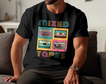 80's Neon Mixed Tapes T-Shirt, Cassette Tape Shirt, Old School Tape Cassette Tee, 80s Music Lover Gift Tee Shirt, Retro Cassette Tape
