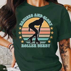 Maglietta Roller Derby, regalo per pattinaggio a rotelle, maglietta per fan di Roller Derby, top Roller Derby, regalo Roller Derby, maglietta per ragazze Roller, maglietta per pattinatori a rotelle Forest Green