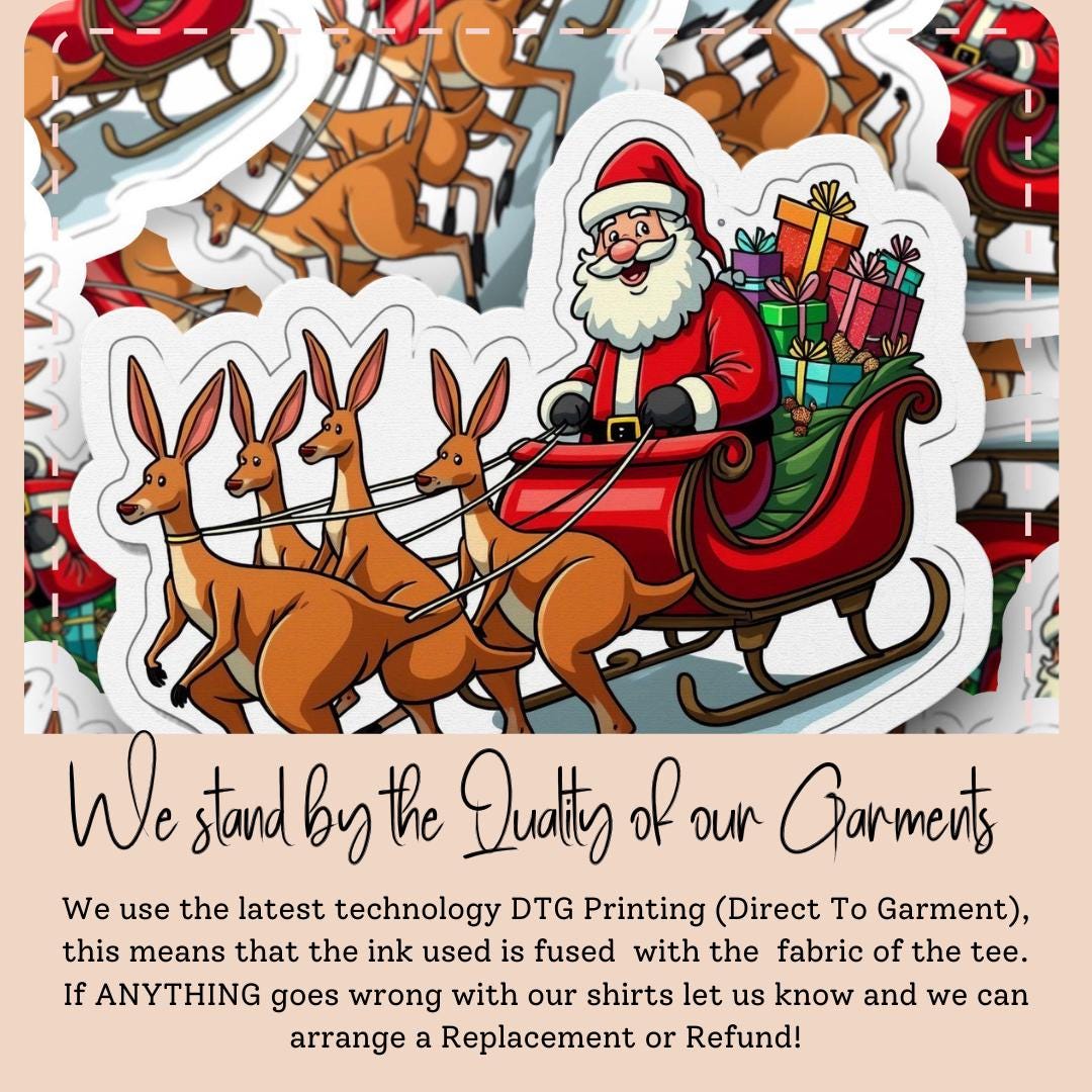 Australian Santa Claus Sticker Sleigh With Kangaroo, Funny Aussie ...