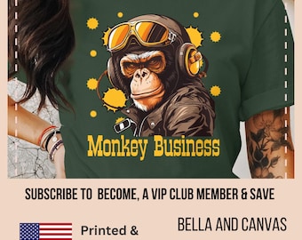 Pilot T-shirt, Aviation Shirt, Monkey Lover Tee, Monkey Shirt, Animal Lovers Gifts, Vintage Ape Steampunk Pilot Top, Pilot Fighter Monkey