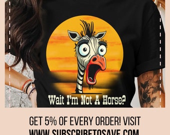 Zebra I'm Not A Horse? T-Shirt, Zebra Lover Shirt, Funny Zebra Tee, Humor Cool Zebra Top, Hippotigris African Zebra, Shocked Zebra Top