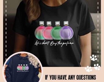 Perfume Bottles Collecting T-Shirt, Perfume Collector Tee, Fashionable Collections Top, Trendy Gift Idea, Stylish Tee, Vibrant Art Tshirt