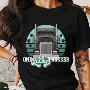 Camiseta de camionero afortunado para el Día de San Patricio, divertida camiseta de camionero para el Día de San Patricio, regalo de camionero para el Día de San Patricio, camiseta de camionero irlandés afortunado