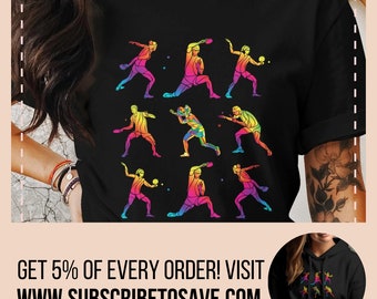 Table Tennis Player Silhouettes T-Shirt, Ping Pong Enthusiasts Shirt, Vibrant Sport Design Tee, Table Tennis Gift. Table Tennis Coach