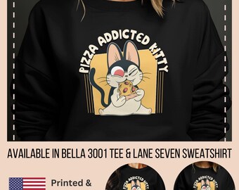 Cat Eating Pizza T-Shirt, Funny Cat Shirt, Pizza Shirt, Pizza Lover Shirt, Funny Pizza Loving Kitty Tee, Cat Lover Gift, Cat Mama, Cat Dad