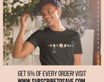 Solar System T-Shirt, Astronomy Shirt, Outer Space Shirt, Planets T-shirt, Science Teacher Tee, Galaxy Shirt, Cosmos You Are Here Top