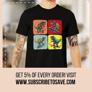 Skateboarding T-Rex T-Shirt, Skateboarder Dinosaurs Shirt, Skateboard Dino Gifts, Funny Skate Shirts, Cool Skate T-Shirts, Funny T Rex Tee