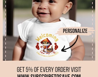 Year of Snake romper babyaankondiging, shirt zwangerschapsaankondiging aanpassen, gepersonaliseerde Chinese dierenriem kondigen baby aan, maannieuwjaar