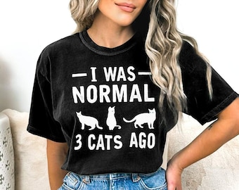 I was Normal 3 Cats Ago T-shirt, Funny Cat Tee, Cat Owner Gift, Cat Lover Gift, Crazy Cat Lady Shirt, Cat Mom Tee, Cat Dad Tee