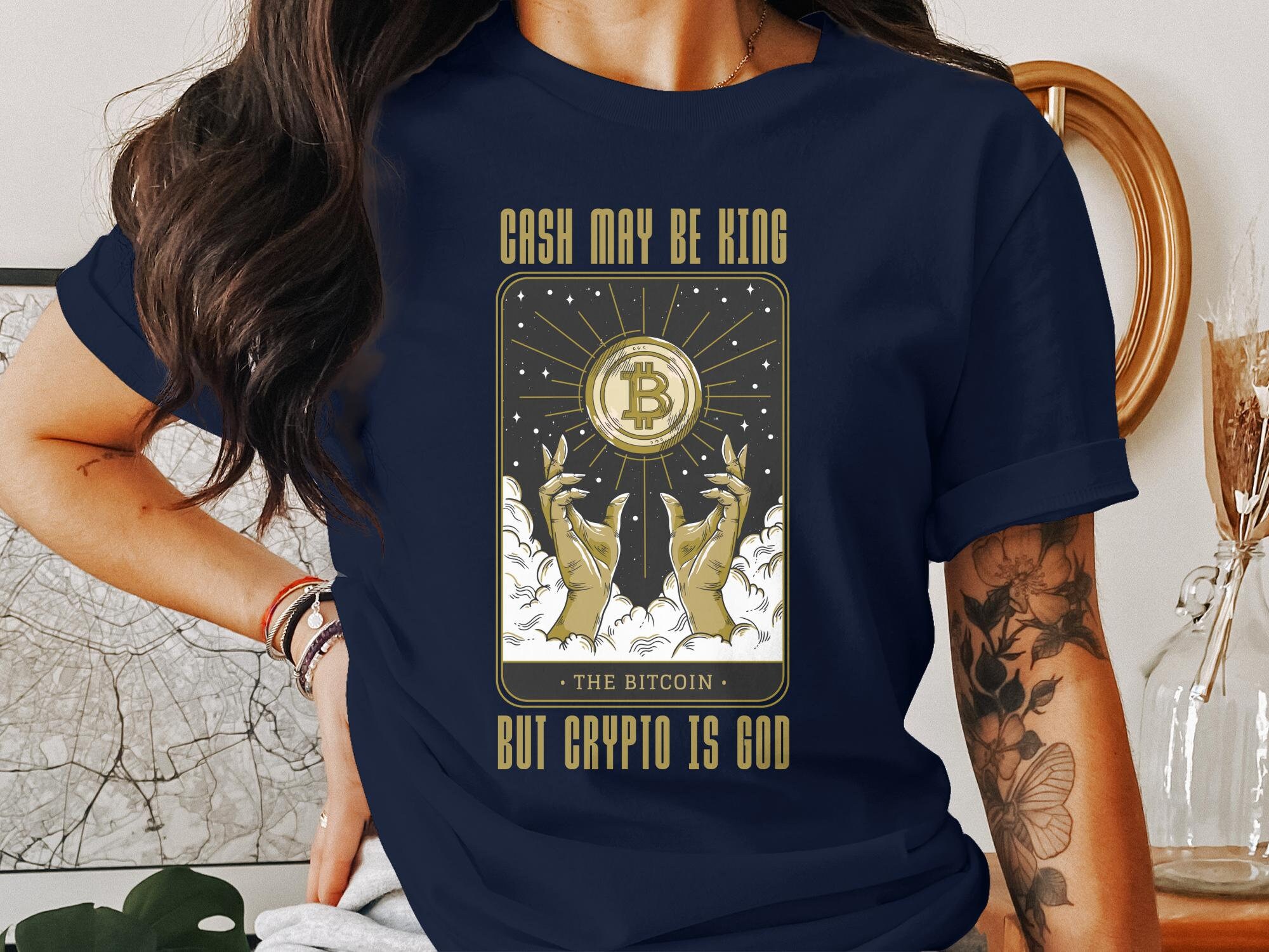 Bitcoin T-shirt, Crypto God Design, Cash May Be King Tee, Digital Currency  Lover Gift, Cool Cryptocurrency Apparel, Cash is King Tee - Etsy