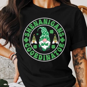Gnomes Shenanigans Coordinator T-Shirt, Gnomes Shenanigans Shirt, St Patrick&#39;s Day Gnomes Shirt, Irish Gnomes Tee, Saint Paddy Gnome T-Shirt