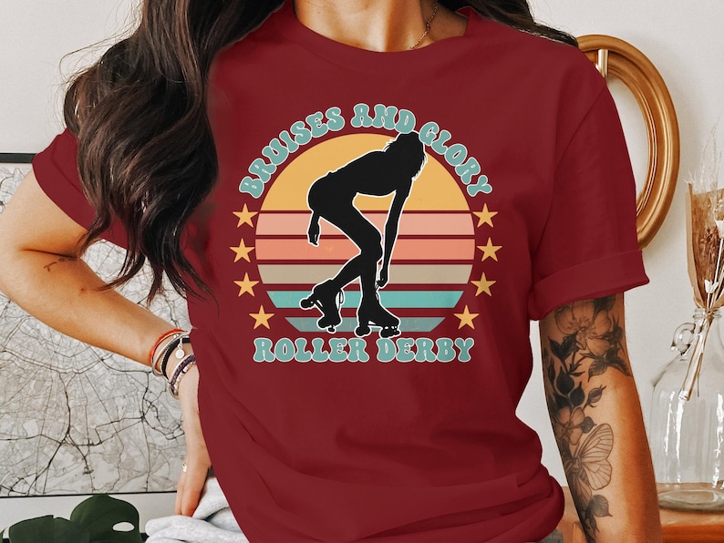 Maglietta Roller Derby, regalo per pattinaggio a rotelle, maglietta per fan di Roller Derby, top Roller Derby, regalo Roller Derby, maglietta per ragazze Roller, maglietta per pattinatori a rotelle Cardinal