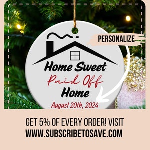 Decorazione per la casa &quot;Home Sweet Paid Off&quot;, regalo personalizzato per inaugurazione della casa, cuscino senza addebito, cuscino decorativo senza mutuo, candela ricordo con data personalizzata