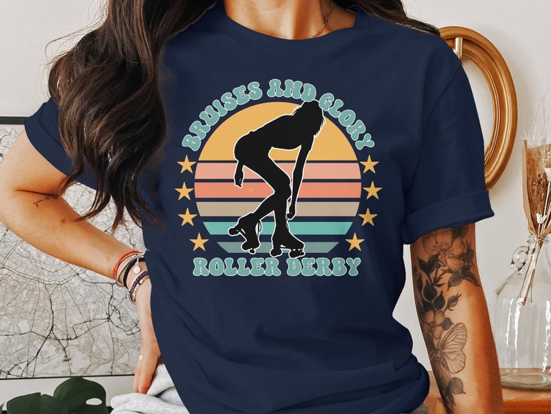Maglietta Roller Derby, regalo per pattinaggio a rotelle, maglietta per fan di Roller Derby, top Roller Derby, regalo Roller Derby, maglietta per ragazze Roller, maglietta per pattinatori a rotelle Navy