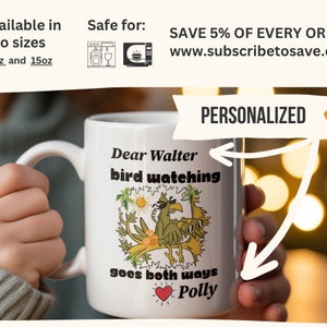 Bird Watching Personalized Mug, Custom Gift for Bird Lovers, Nature Inspired Coffee Cup, Outdoor Enthusiast Present, Bird Watcher Tea Cup