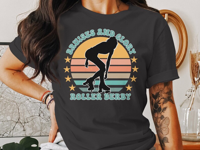 Maglietta Roller Derby, regalo per pattinaggio a rotelle, maglietta per fan di Roller Derby, top Roller Derby, regalo Roller Derby, maglietta per ragazze Roller, maglietta per pattinatori a rotelle Dark Heather Grey
