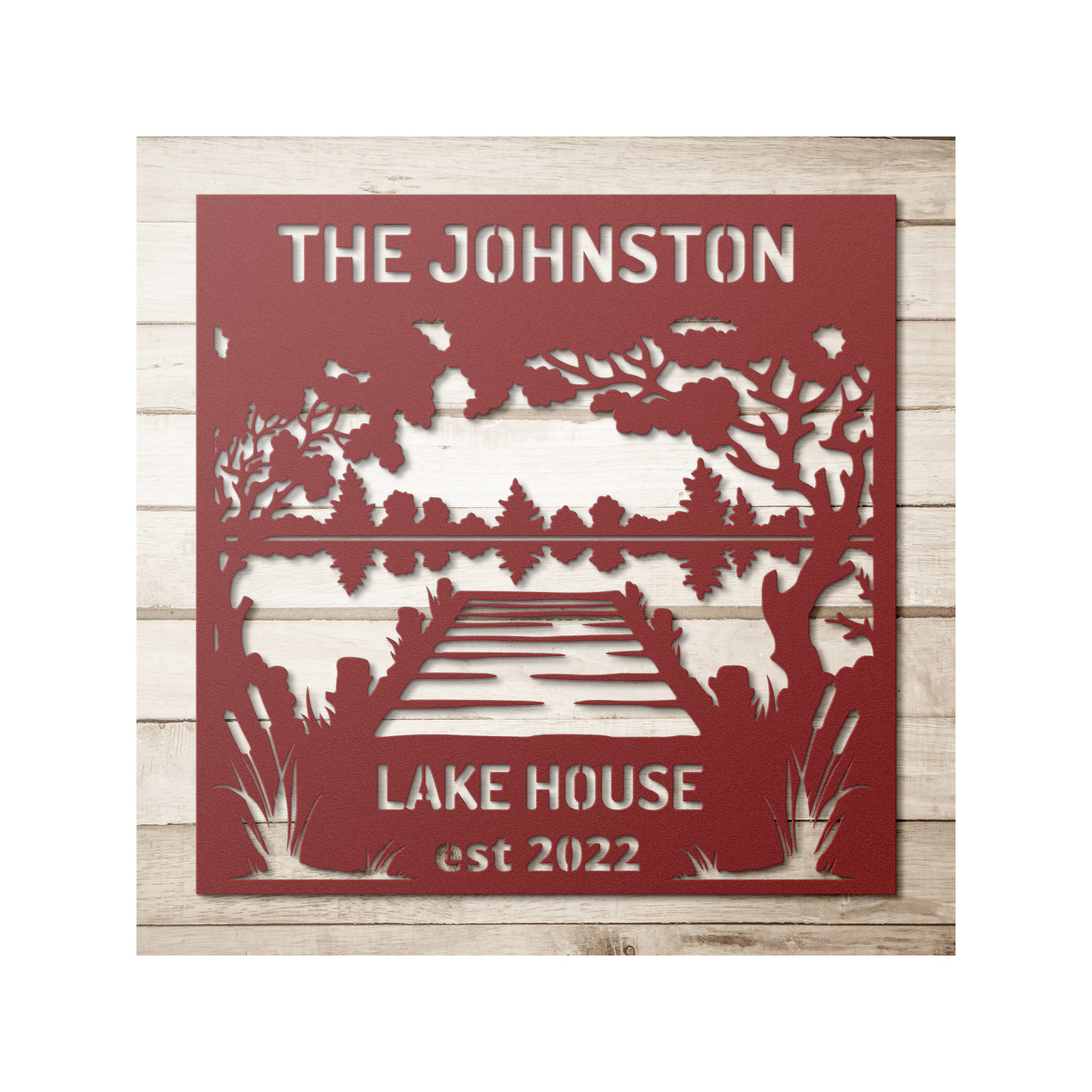 Lake House Metal Wall Art Personalize, Gift for Housewarming, Holiday