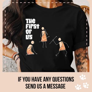 Höhlenmensch T-Shirt, Prähistorisches Mann-T-Shirt, Strichmännchen-Leute Shirt, klassisches Neandertaler-Mann-T-Stück, erste Menschen, Höhlenmensch-Spitze, der Erste von uns