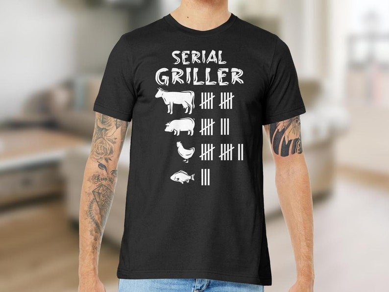 T-shirt Serial Griller, tee-shirt Barbecue, chemise de fumeur de viande, cadeau de mangeur de porc, chemise Grilling Scoreborad, t-shirt BBQ Chef, cadeau amateur de viande image 1